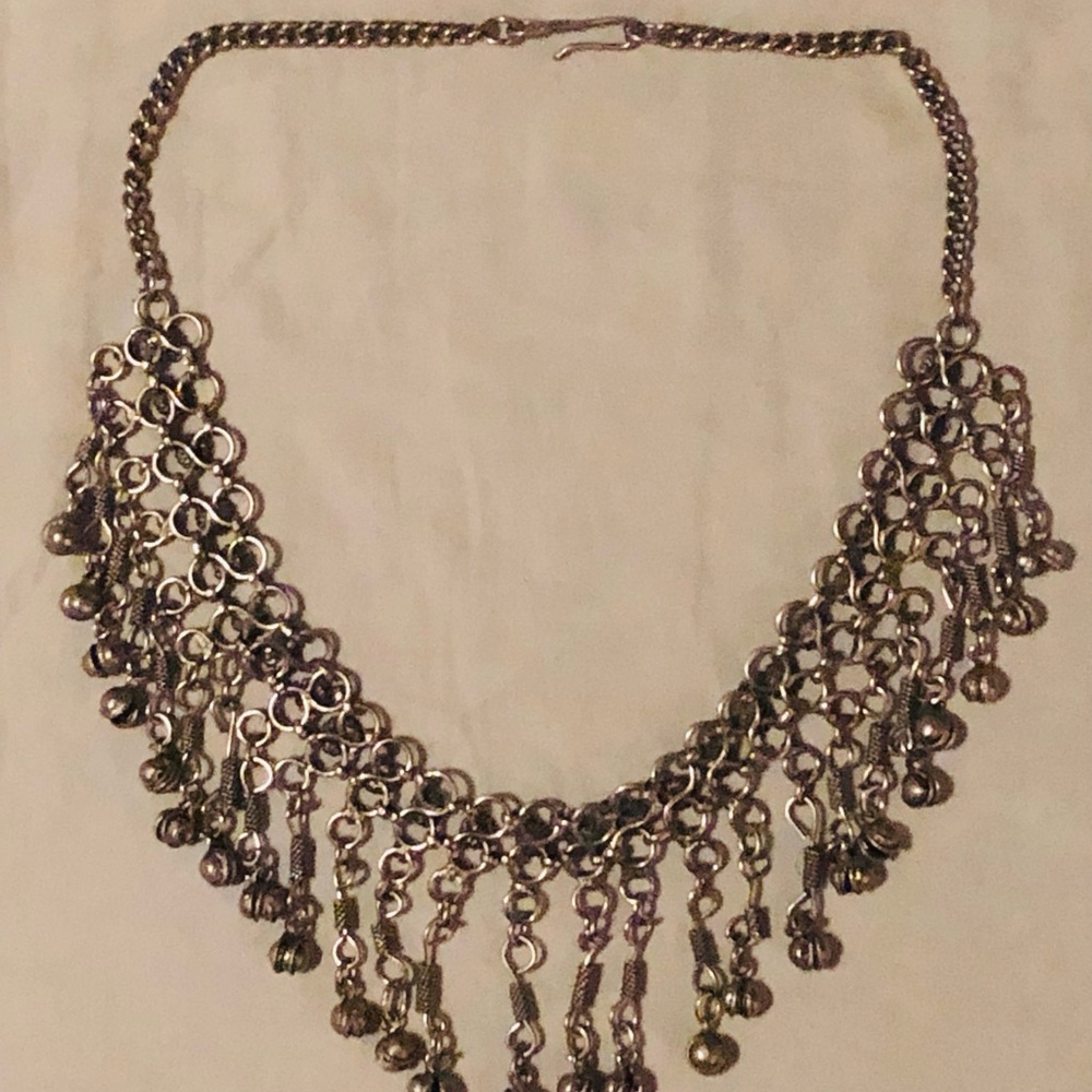 Vintage Boho Silver Chain Necklace